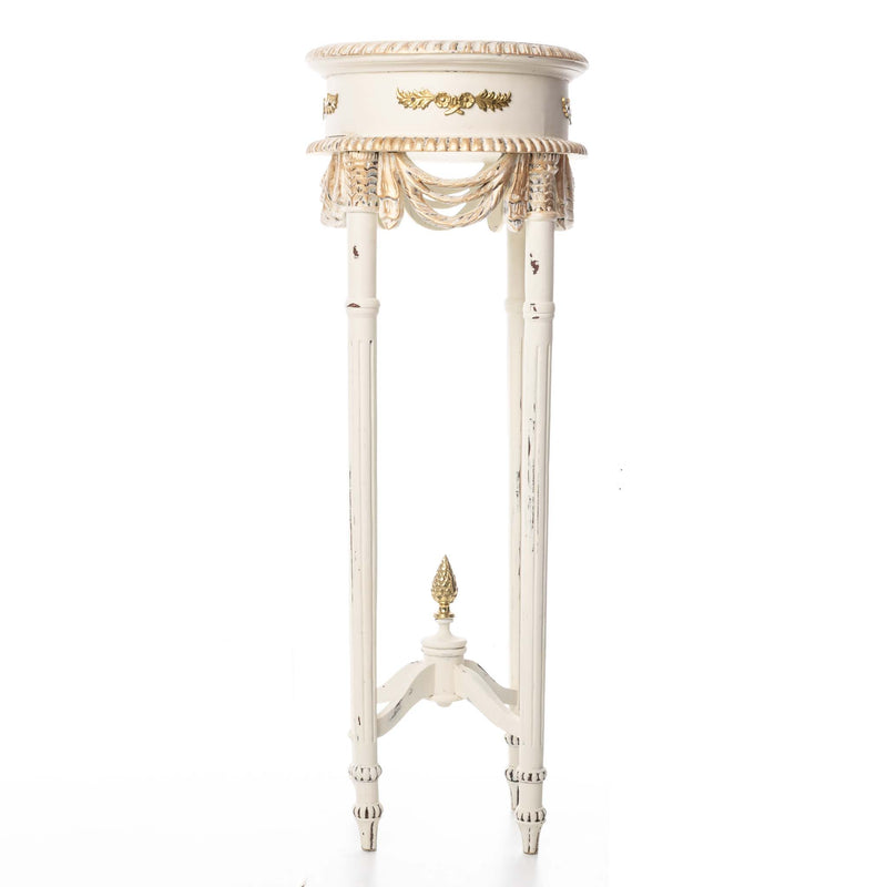 Ornate White and Gold Finial Plant Stand