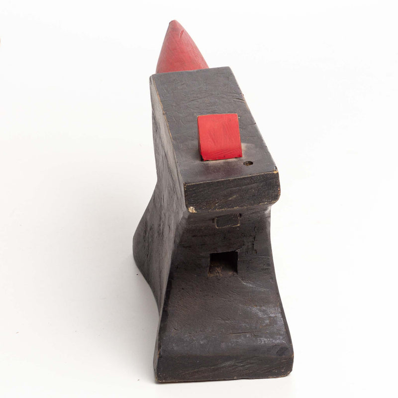 Black and Red Wood Folk Art Anvil and Hammer