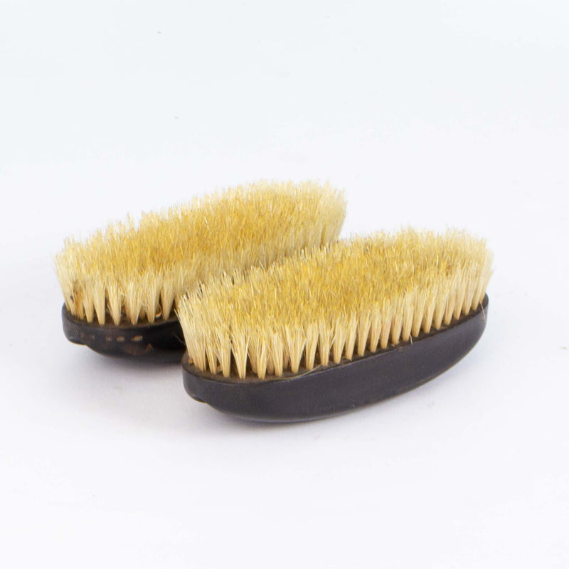 Leather Cased Pair Ebony Backed Clothes Brushes