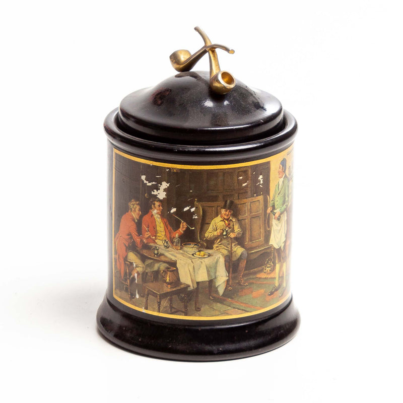 Round Black Laquered Wooden Humidor