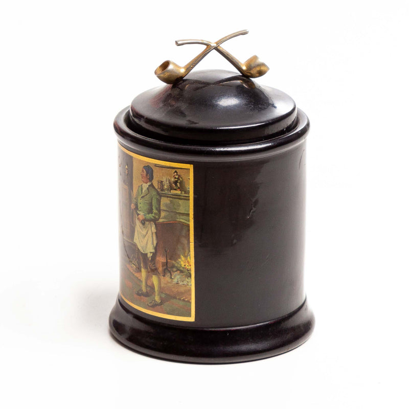 Round Black Laquered Wooden Humidor