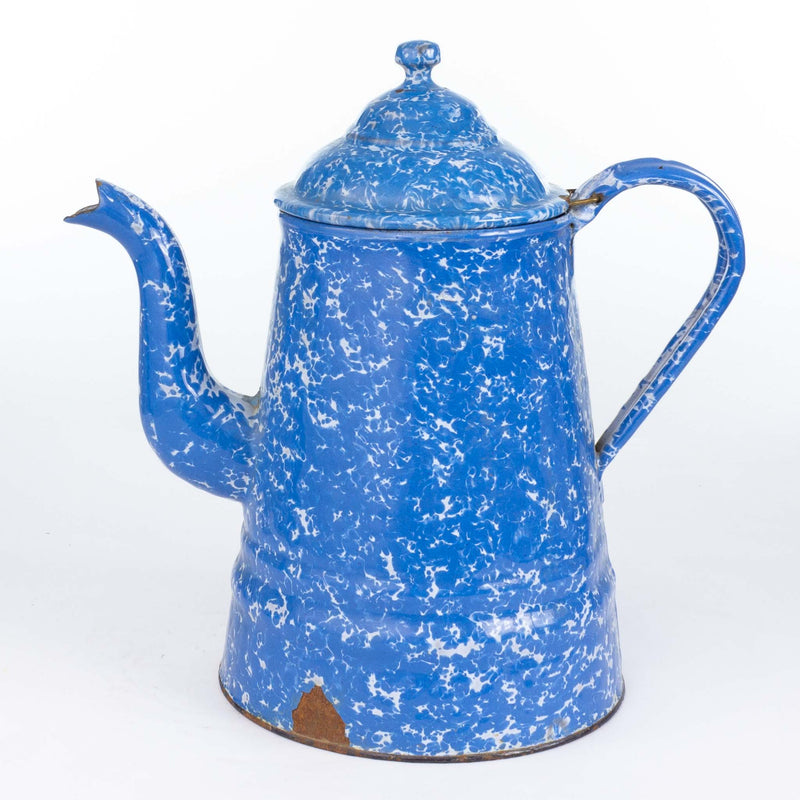Blue and White Enamel Coffee Pot