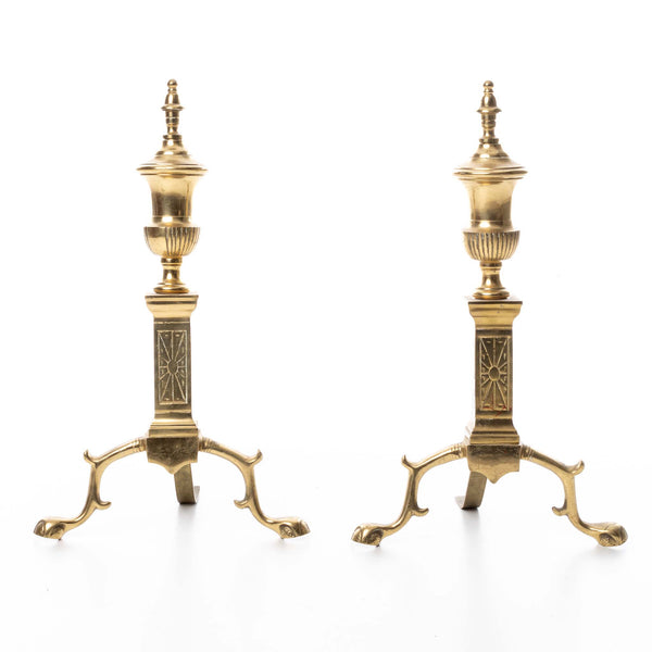 Brass Engraved Andirons (Pair)