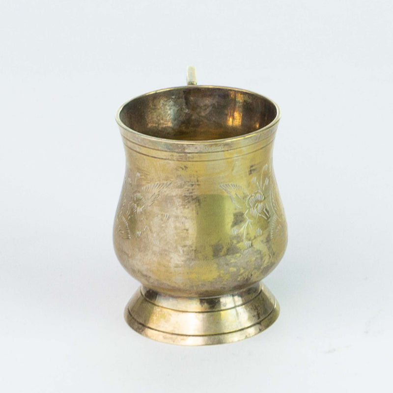 Floral Engraved Brass Plated Mug in Case