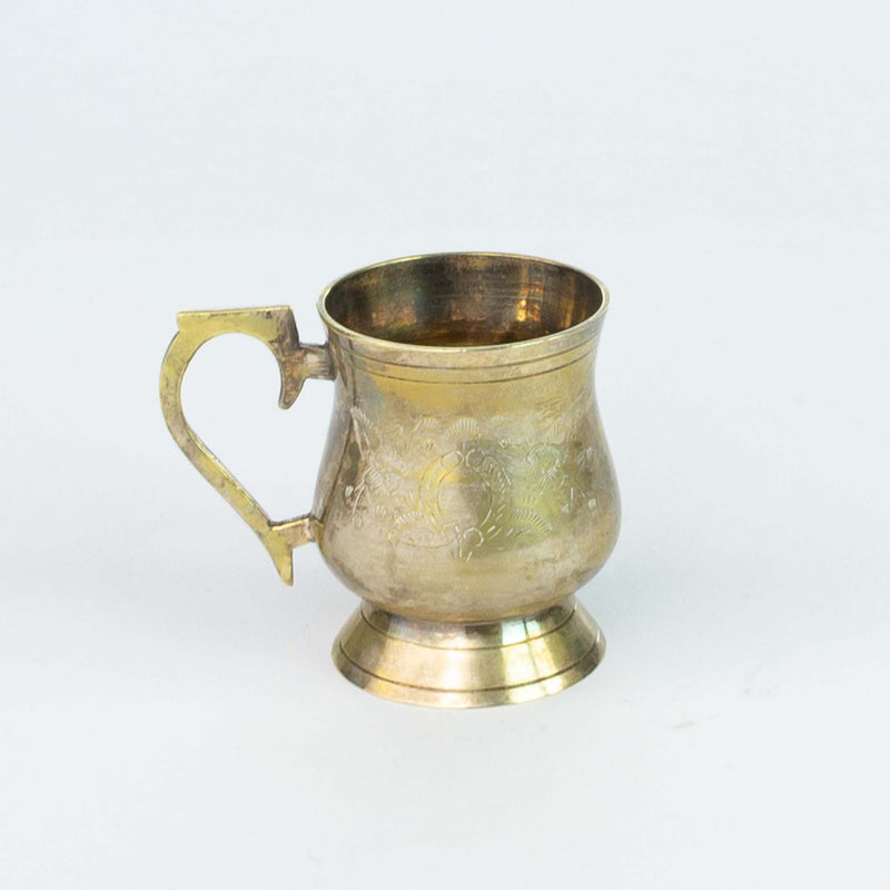 Floral Engraved Brass Plated Mug in Case
