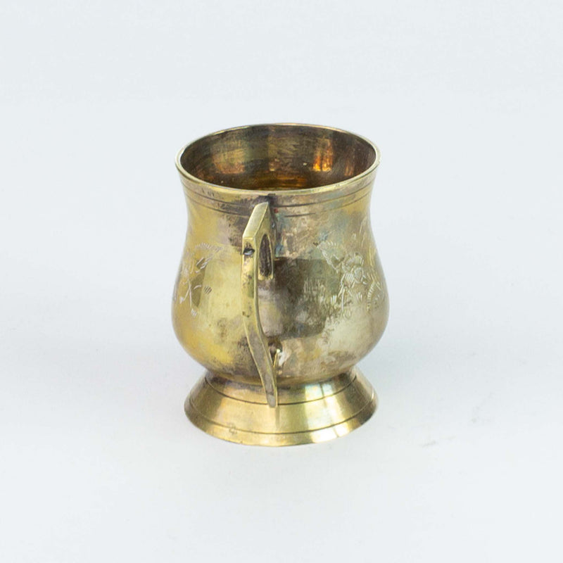 Floral Engraved Brass Plated Mug in Case