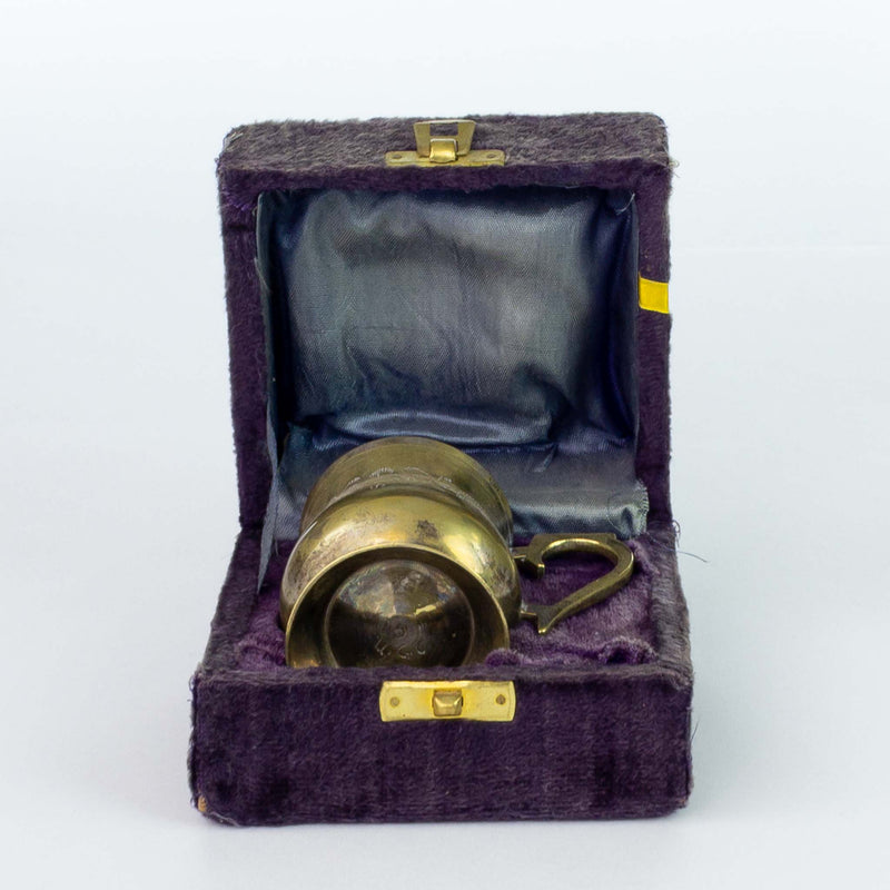 Floral Engraved Brass Plated Mug in Case