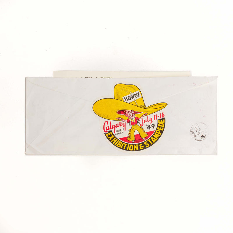 Calgary Stampede Envelope - 1949, Howdy Decal