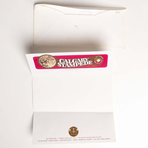 1972 Calgary Stampede Unaddressed Stamped Envelope and Letterhead