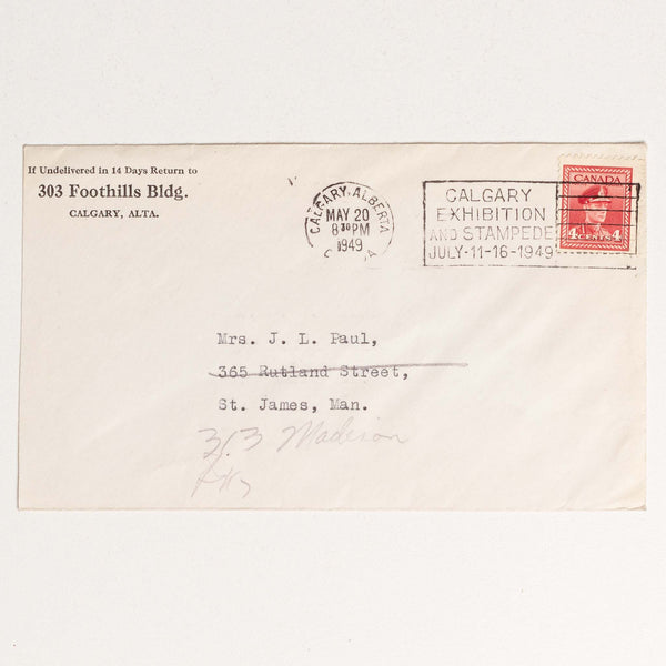 Calgary Stampede Envelope - 1949