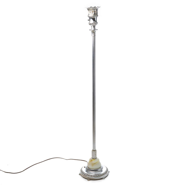 Chrome Torchiere Lamp on Marble Base without Shade