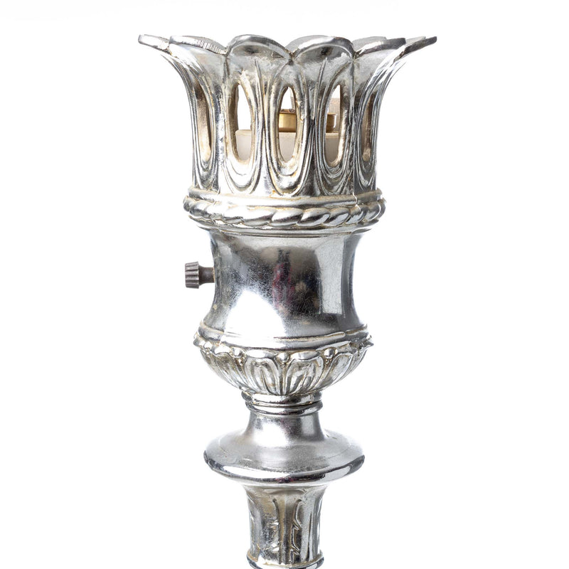 Chrome Torchiere Lamp on Marble Base without Shade