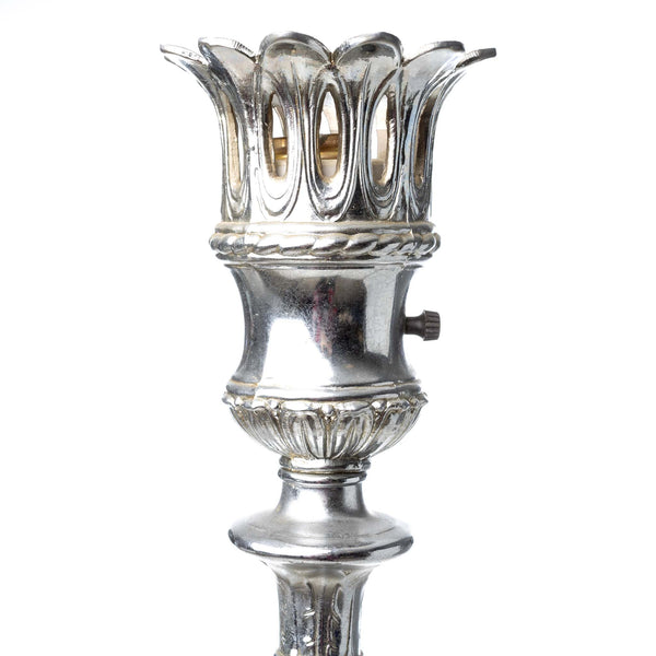 Chrome Torchiere Lamp on Marble Base without Shade