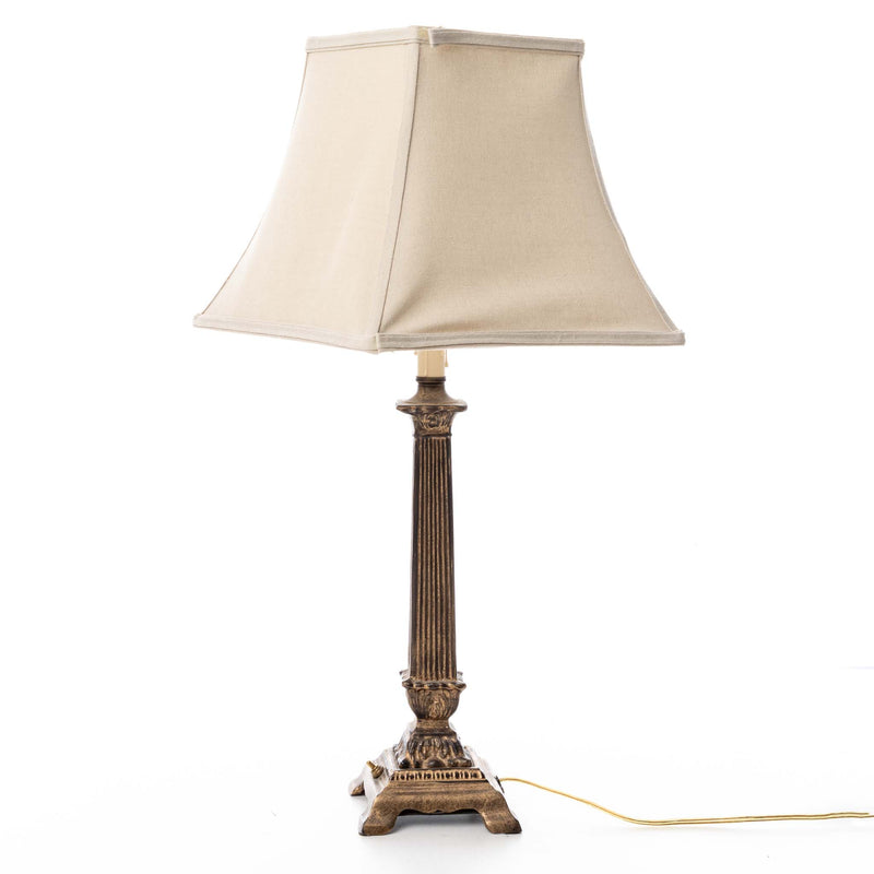 Columned Table Lamp with Ivory Shade