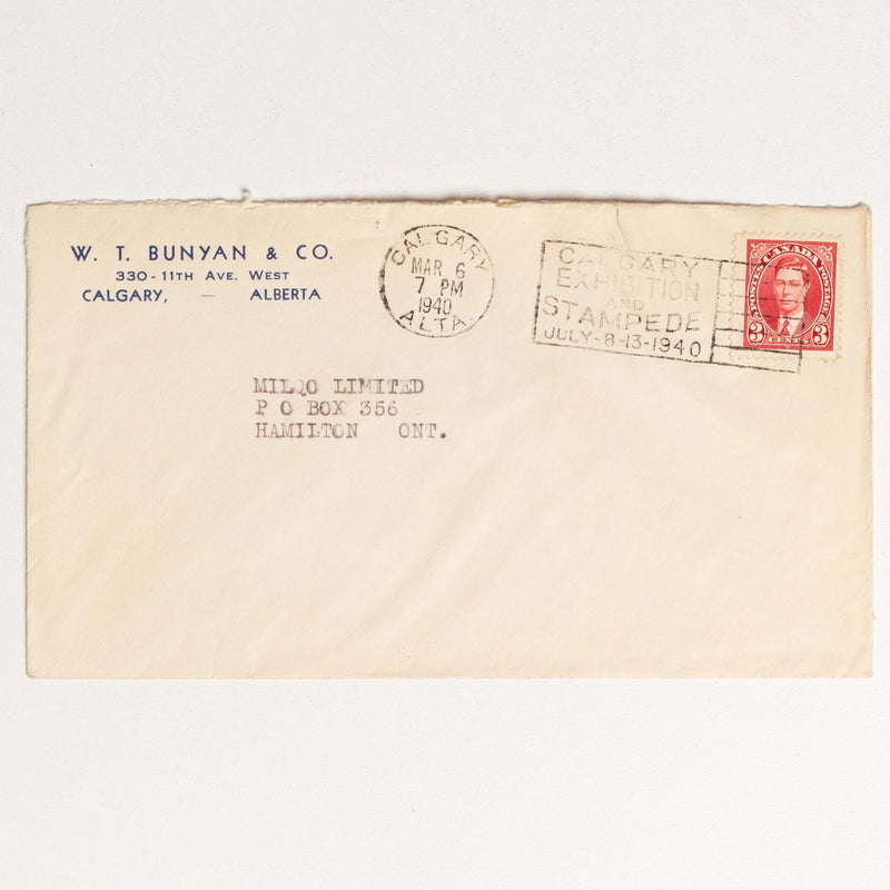 Bunyan Envelope - 1940 with Calgary Stampede Stamp