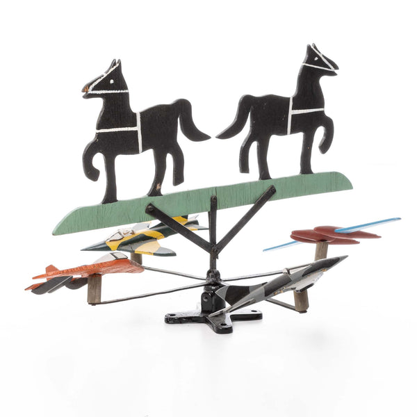 Folk Art Weather Vane with Horses & Aeroplanes