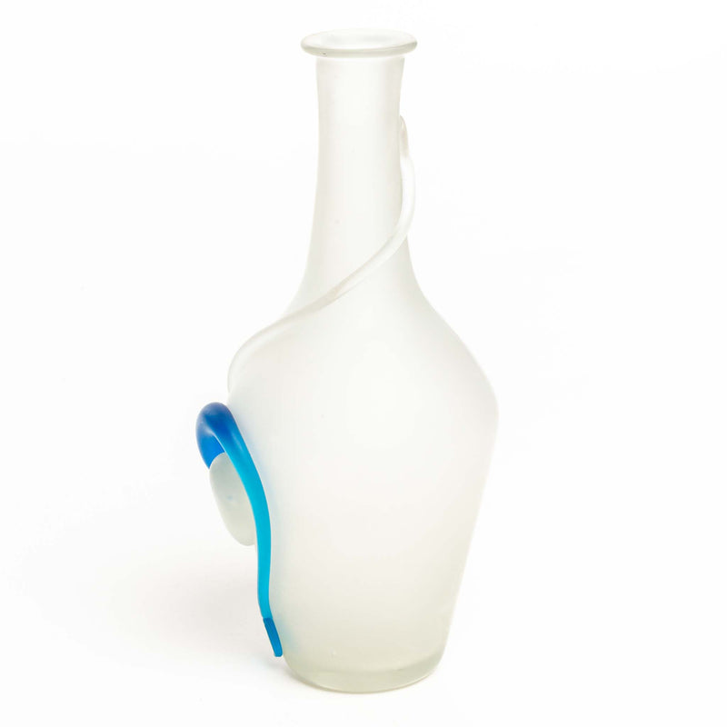 Frosted Glass Vase With Blue Applied Decoration