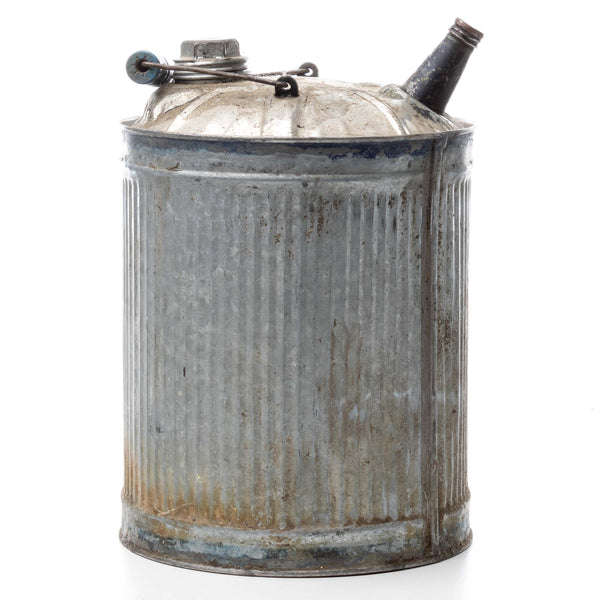 Galvanized Gas Can with Blue Handle