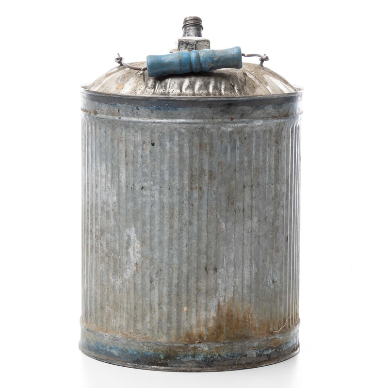 Galvanized Gas Can with Blue Handle