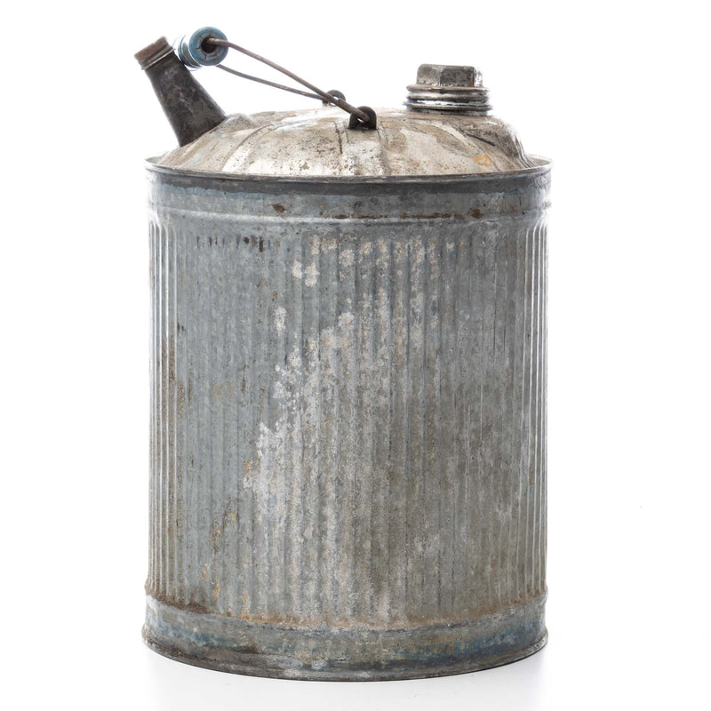 Galvanized Gas Can with Blue Handle