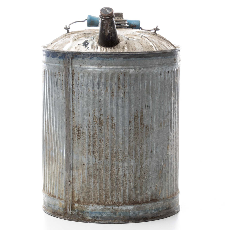 Galvanized Gas Can with Blue Handle