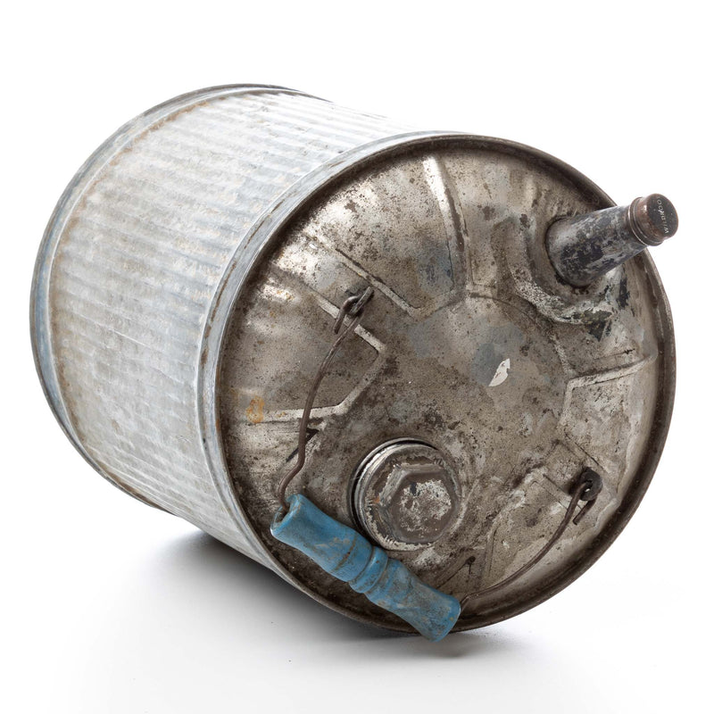 Galvanized Gas Can with Blue Handle