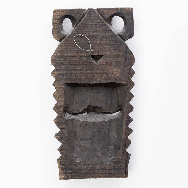 Hand-Carved Ghanaian Mask with Crest