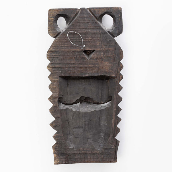 Hand-Carved Ghanaian Mask with Crest
