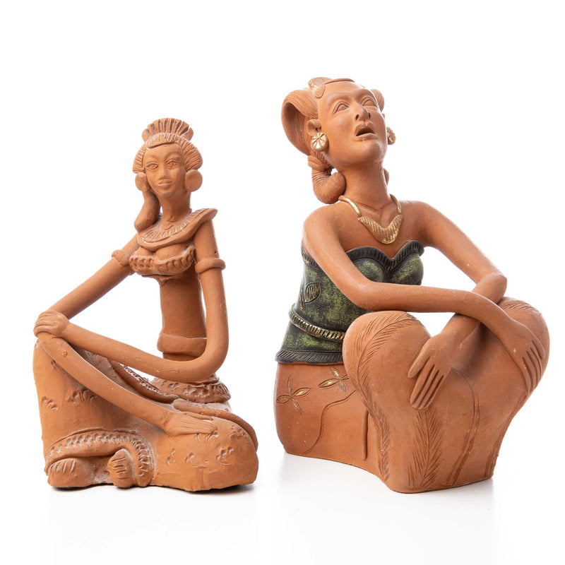 Hand-Sculpted Clay Queen & Daughter