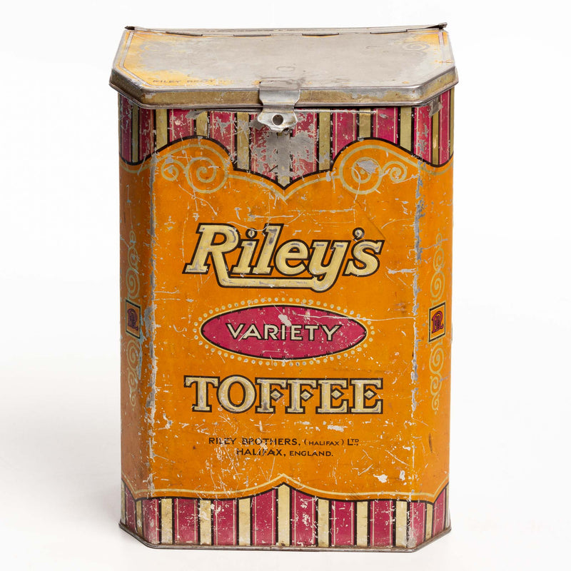 Large Rileys Hinged Lid Toffee Tin Orange