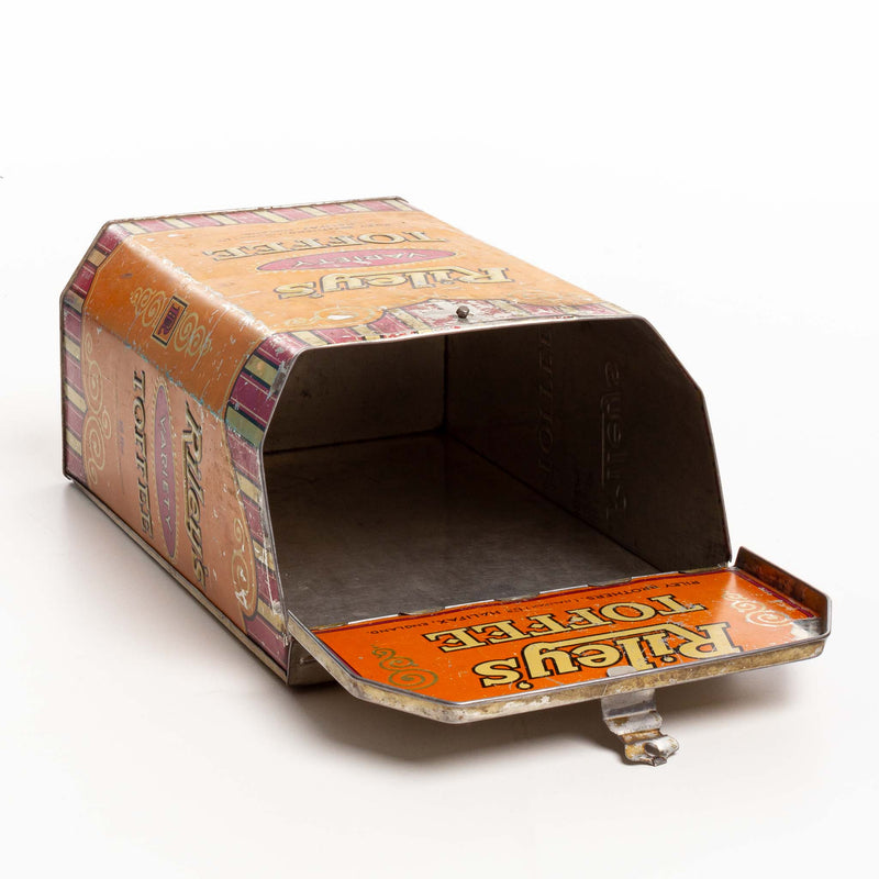 Orange Hinged Lid Riley's Toffee Tin