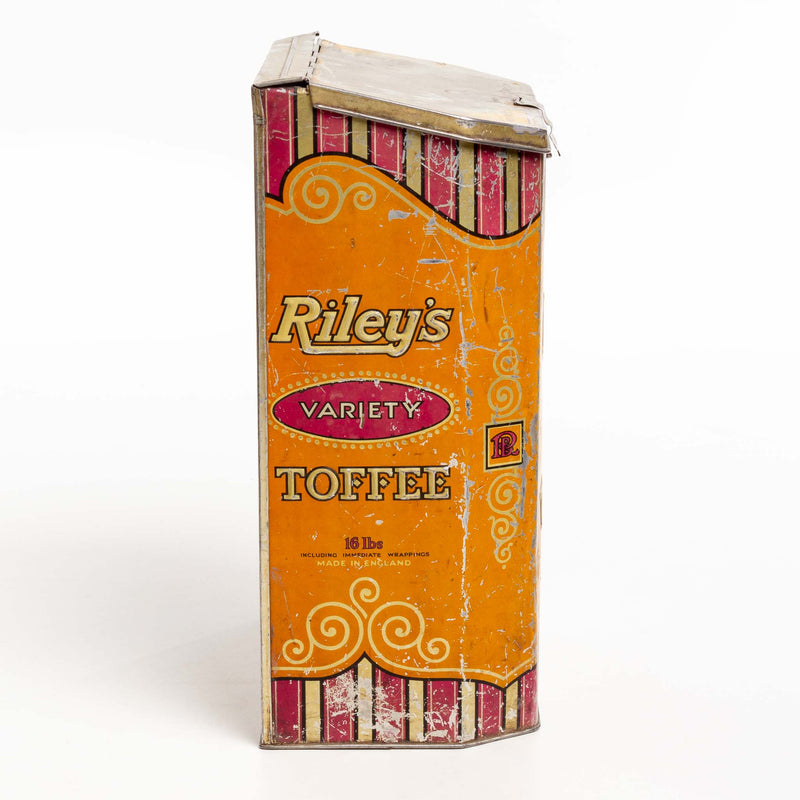 Orange Hinged Lid Riley's Toffee Tin