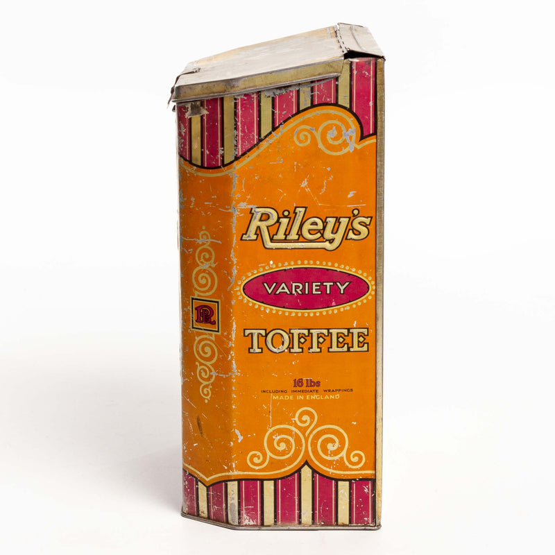 Orange Hinged Lid Riley's Toffee Tin