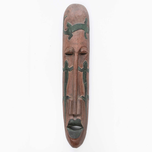 Indonesian Tribal Mask with Three Lizards