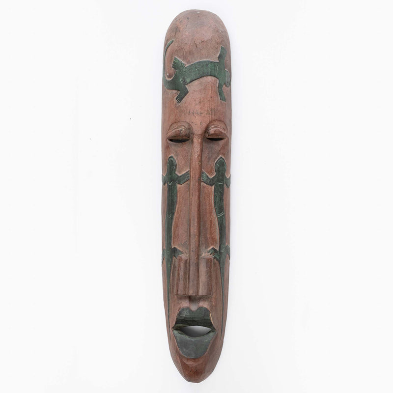 Indonesian Tribal Mask with Three Lizards