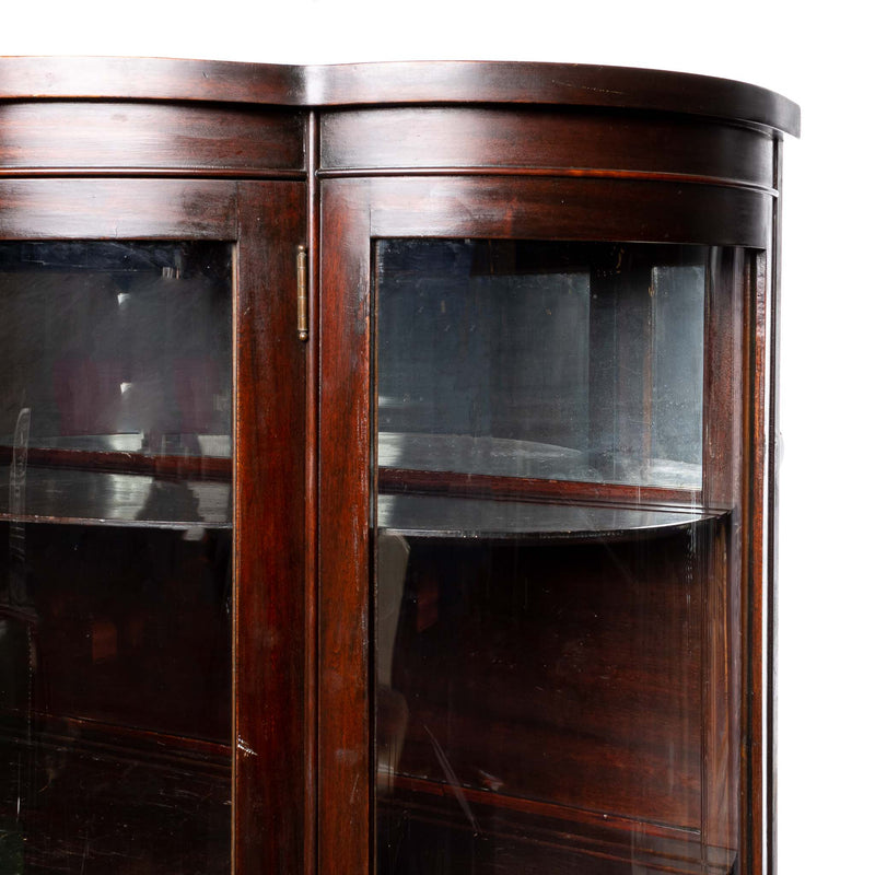Mahogany China Cabinet with Curved Glass Door and Sides