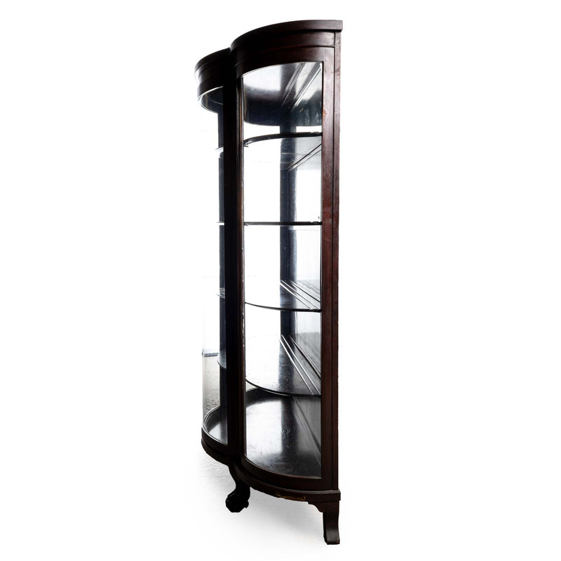 Mahogany China Cabinet with Curved Glass Door and Sides