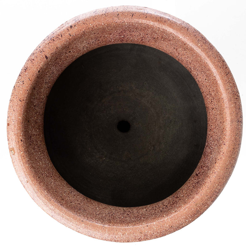 Mexican Red Finished Clay Planter and Stand (2pcs.)