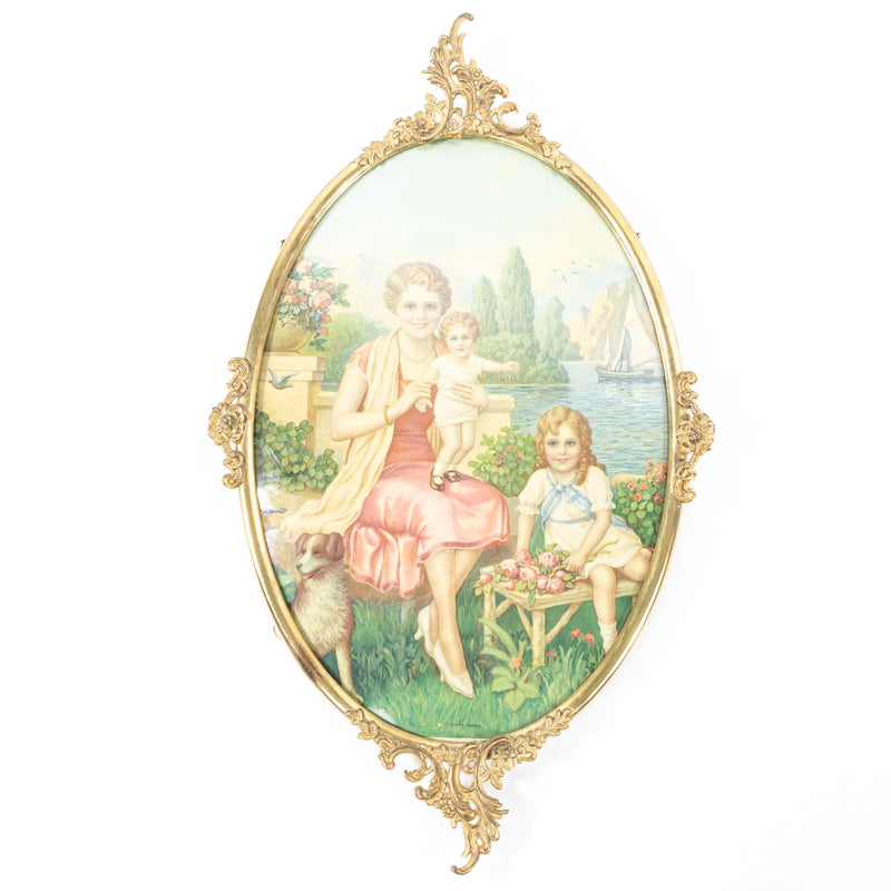 Oval Brass Framed Picture