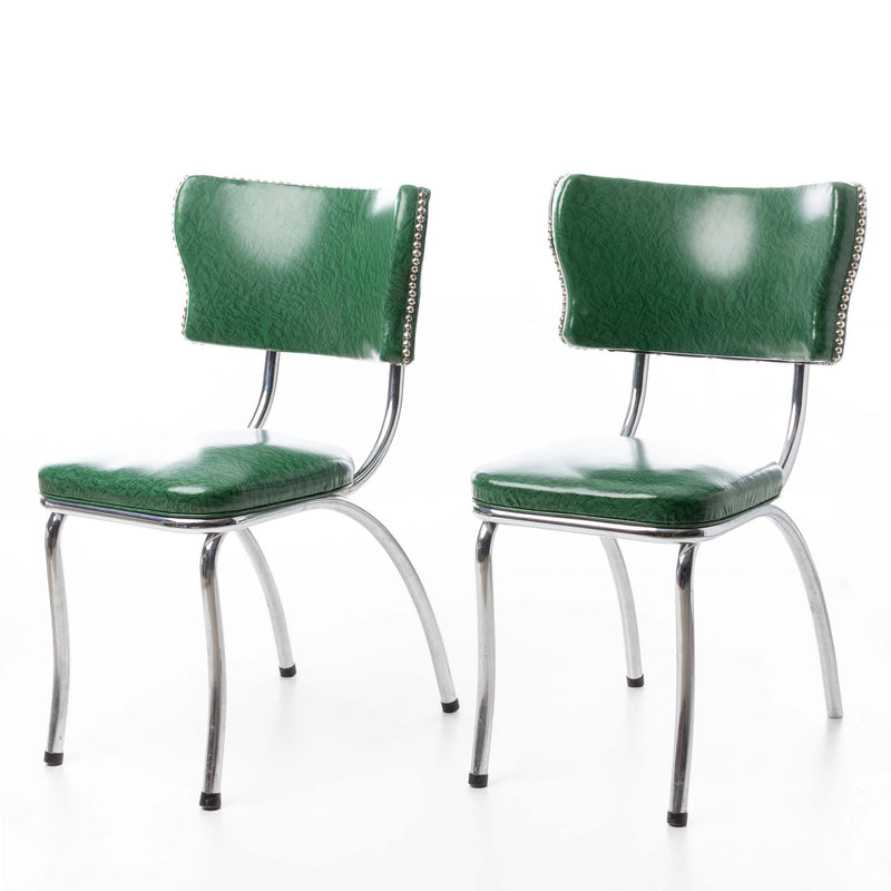 Vinyl and Chrome Kitchen Chairs (Pair)