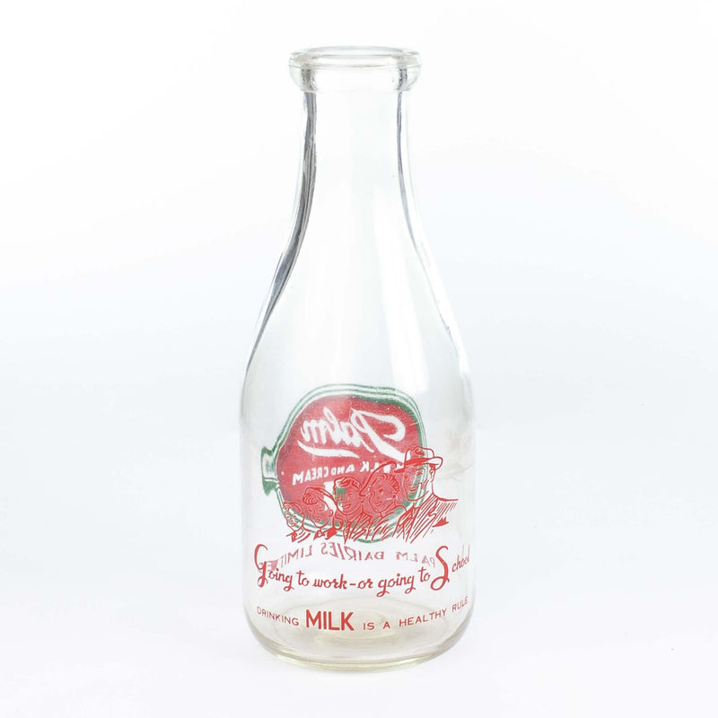 Palm Dairies Quart Round Milk Bottle