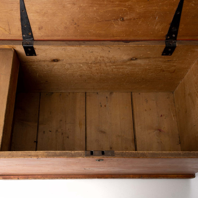 Pine Blanket Box with Metal Handles
