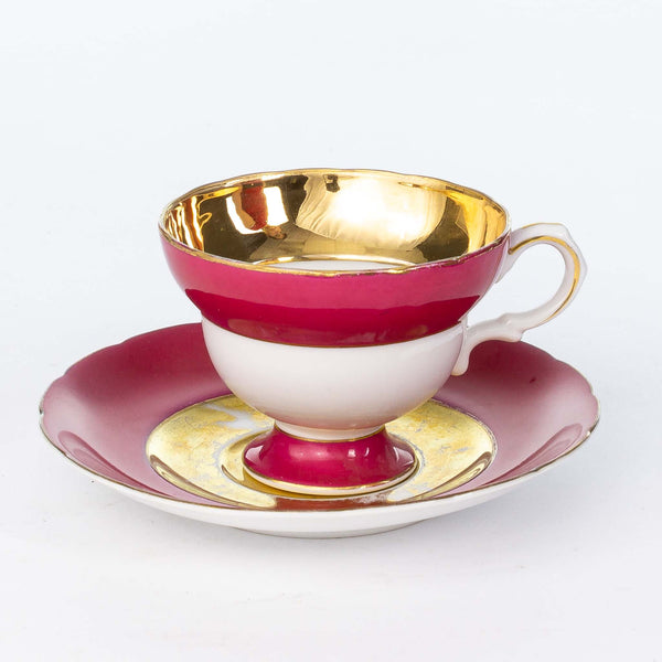 Princess Pink and Gold Footed Cup & Saucer