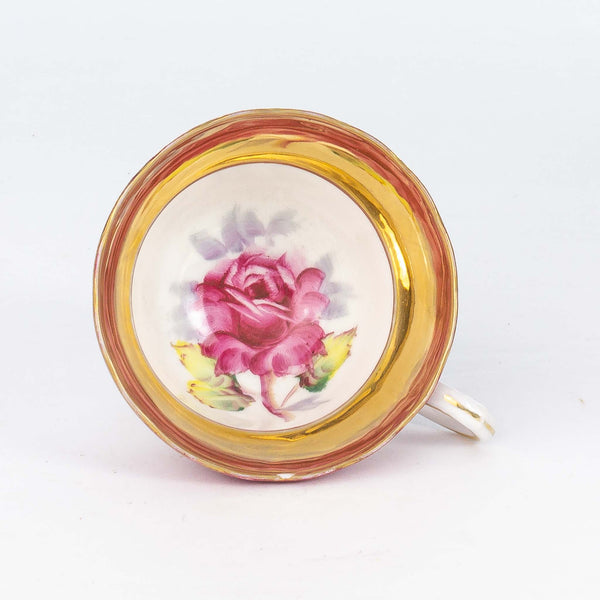 Footed Cup and Saucer - Pink & Gold