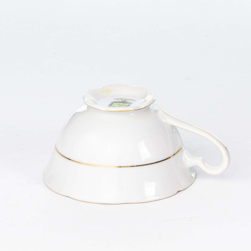 Cup & Saucer - Pale Pink with Grey Flowers