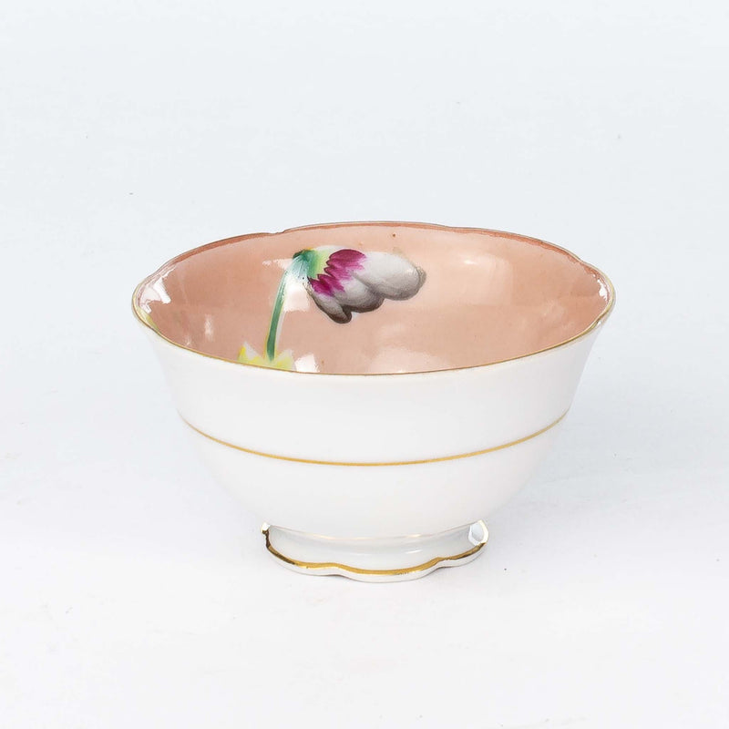 Cup & Saucer - Pale Pink with Grey Flowers