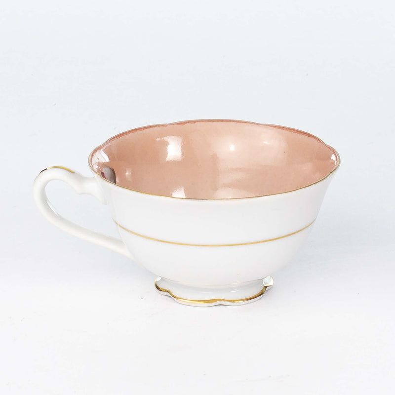 Cup & Saucer - Pale Pink with Grey Flowers