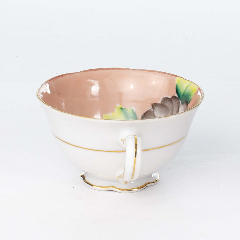Cup & Saucer - Pale Pink with Grey Flowers