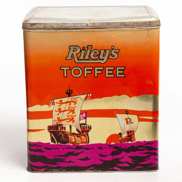 Large Hinged Lid Rileys Toffee 16Lb Tin Ship Design