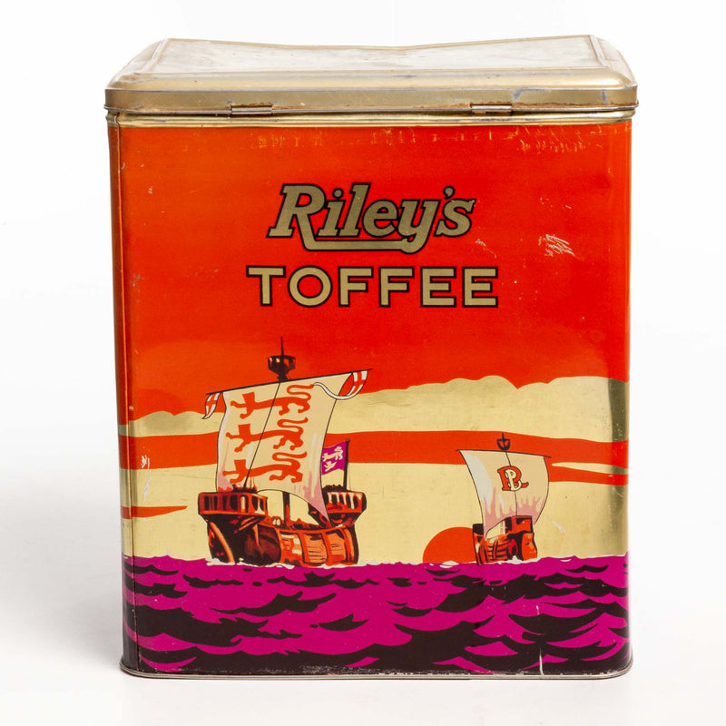 Large Hinged Lid Rileys Toffee 16Lb Tin Ship Design